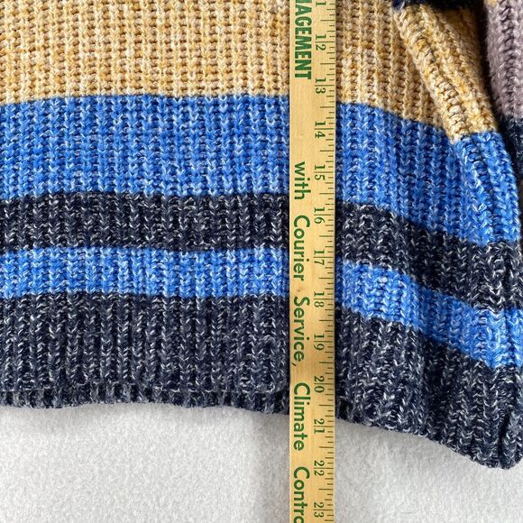 C&C CALIFORNIA Sweater L Ribbed Striped Jumper Pullover Blue Orange - Picture 11 of 12